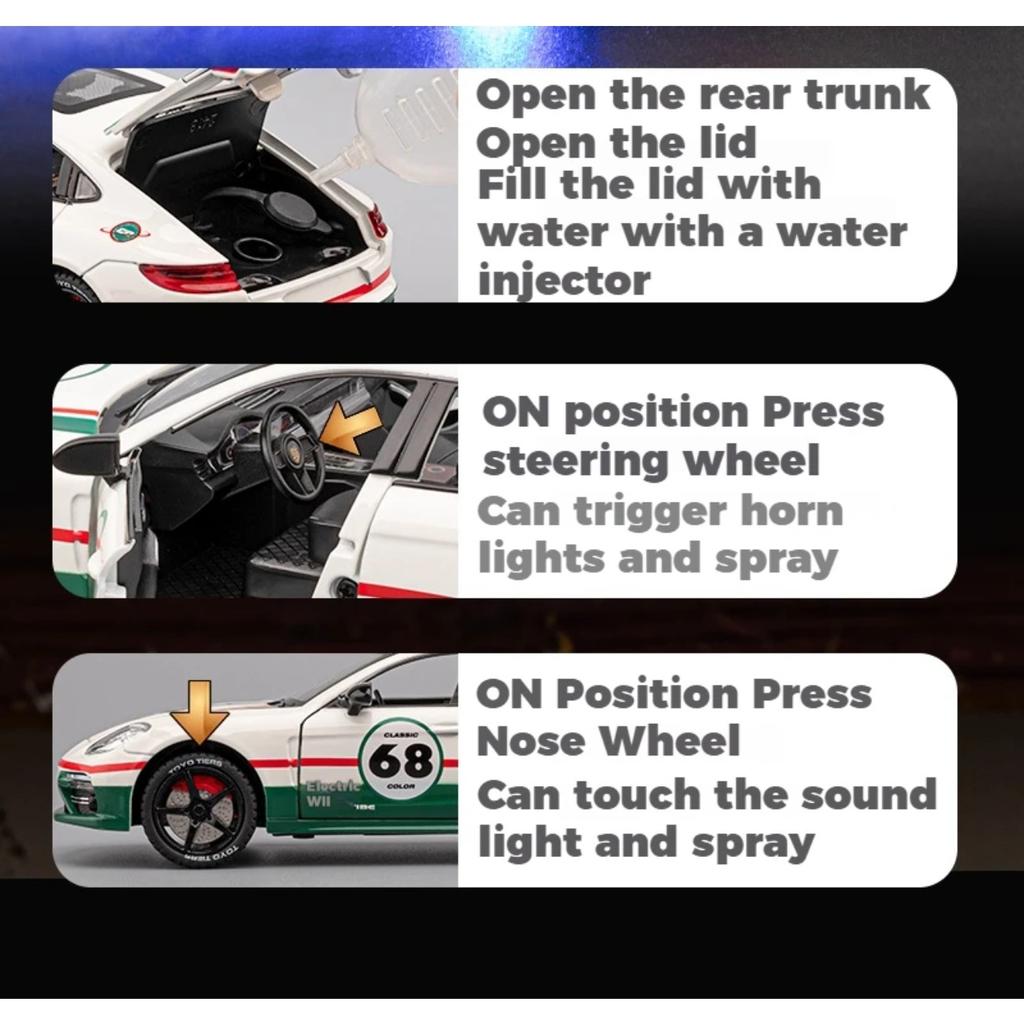 Spray 1/24 Porsche Panamera Track Edition Super Sport Car Alloy Metal Diecast Model Car with Light Pull Back Holiday Gift Friend