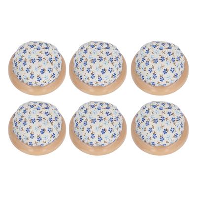 6 Pezzi Cuscino per Spilli da Cucito Base Rotonda in Legno Carino Stile Floreale Attira l'Occhio Cuscino per Spilli per