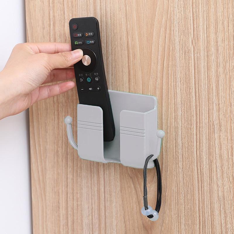 Wall Mount Phone Holder, Phone Stand For Bed, Wall Mounted Shower Phone Holder Remote Control Holder With Hooks