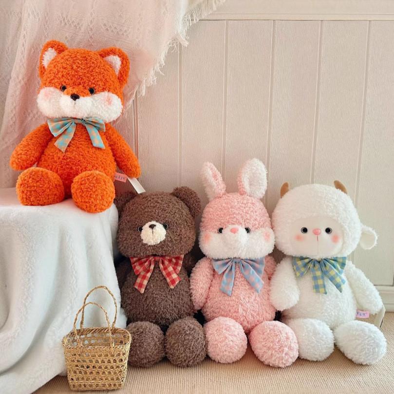 Cute Rabbit Cartoon Fox Sheep Plush Dolls With Pp Cotton For Kids Room Decor