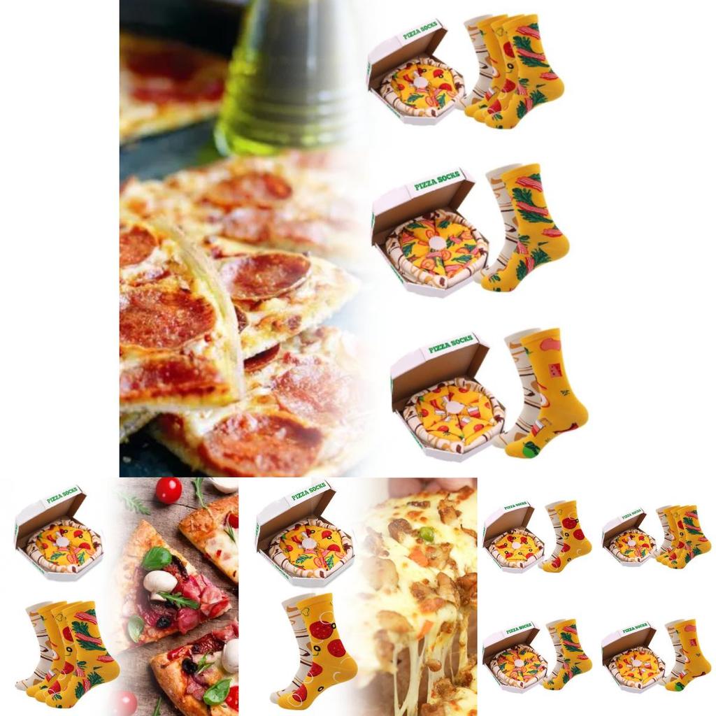 Lustige und farbenfrohe Pizza-Socken-Geschenkbox für Männer und Frauen mit kreativen Designs