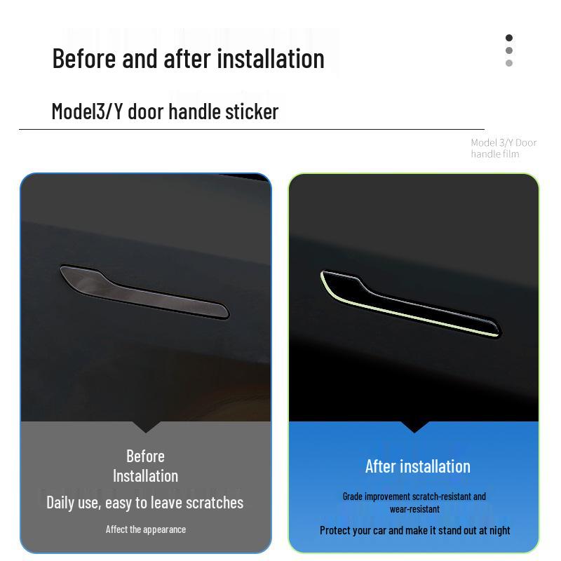 Luminous Anti-Scratch Door Handle Stickers for Tesla Model Y/3