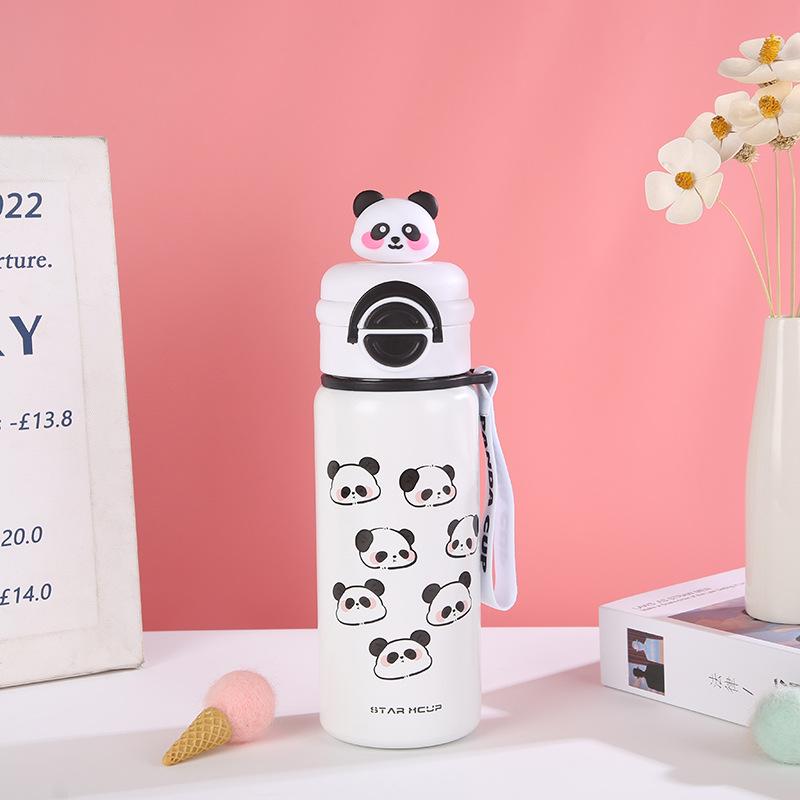 

Детская термокружка Panda для школьников, новых мальчиков и девочек, с высоким внешним видом, с двойной трубочкой для питья, с термосом для воды 500ml