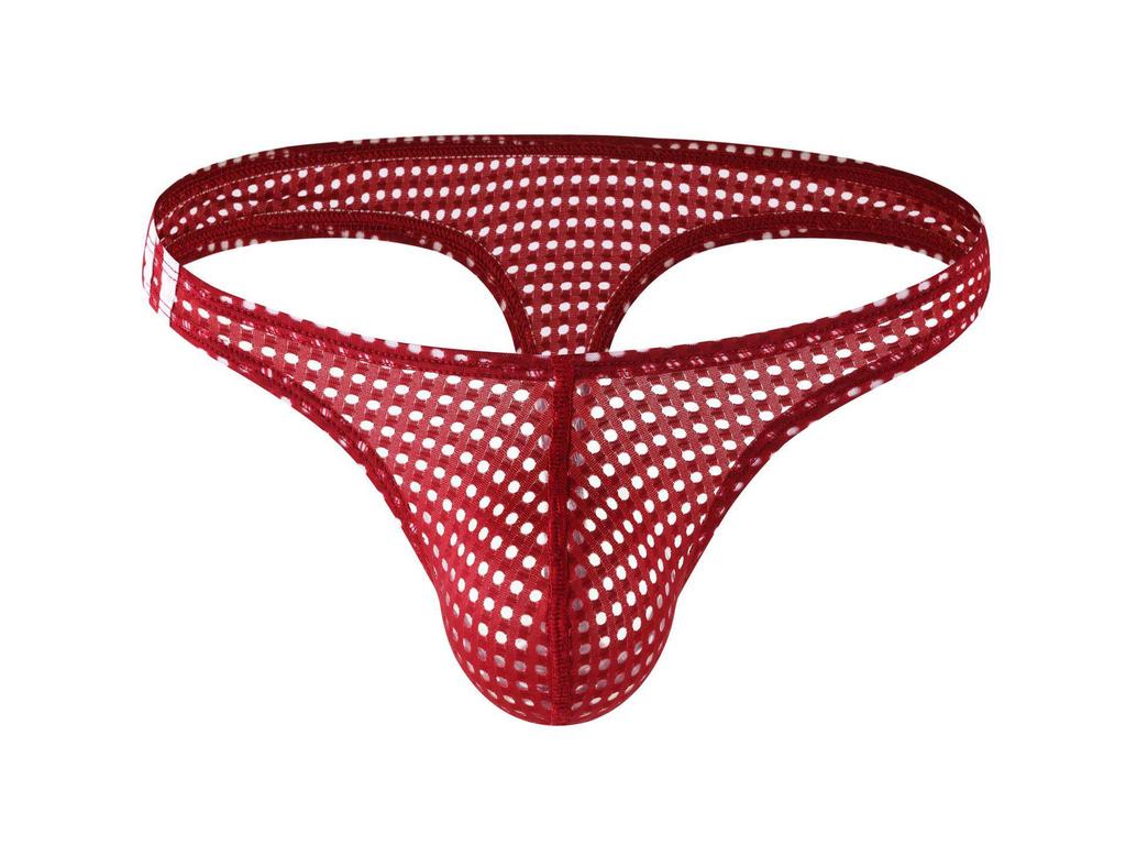 Pánské prodyšné síťované přízové T-kalhotky s nízkým pasem - Sexy odhalující tanga