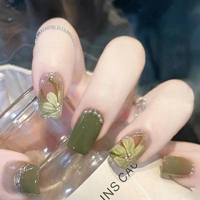 24Pcs False Nails French Style Fresh Glue Nail Art Decoration Matte False Nails Short Soft False Nails False Nails Artificial Nails