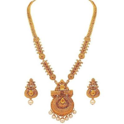 Stylish Long Design Necklace Wedding Traditional Jewellery Set For Women