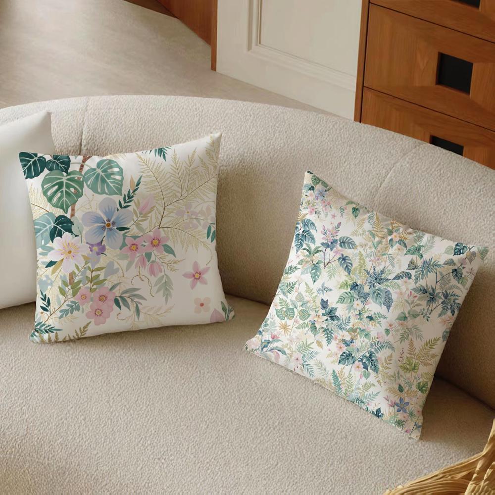 Fashion Classic Retro Watercolor Floral Cushion Cover Daily Washable Linen Pillowcase Soft  for Sofa Bed Home Room Decor