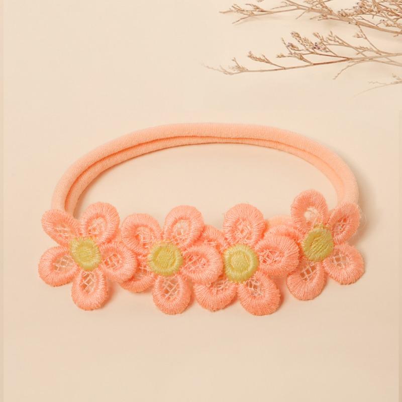 2025 New Spring-Summer Baby Headbands Solid Color Floral Kids Hair Accessories Soft Nylon Infant Headwear Gentle Cute Must-Have