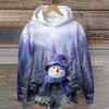Women's Fashion Long Sleeve Christmas Print Loose Hooded Sweatshirt Top