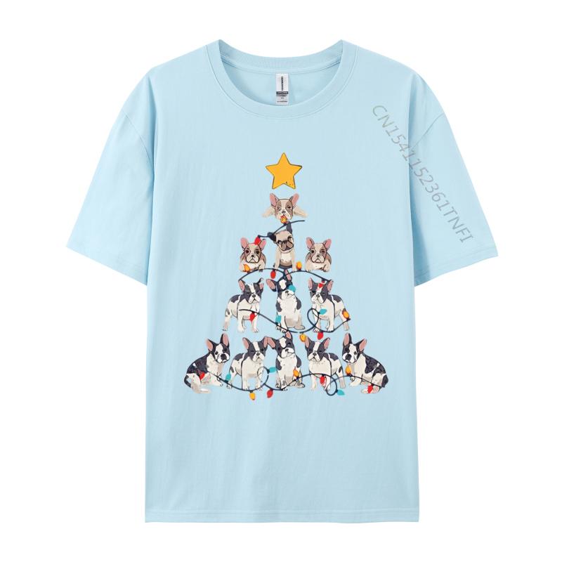 French Bulldog Christmas Tree French T Shirt Tops Shirts Prevailing Cotton Unique Style Unisexs Grahpic Tee Shirt