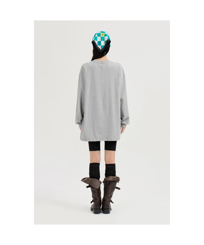 LUCKY CHOUETTE Print Point Long Length Long-Sleeved T-Shirt (Melange Gray) Lftas25190Gym