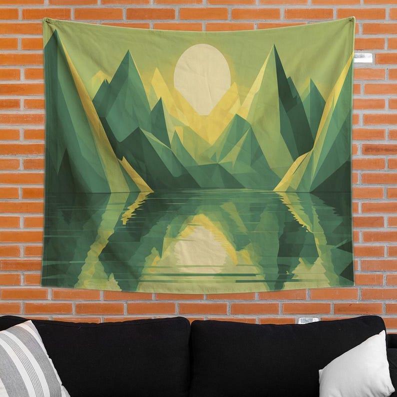 Bohemian Style, Sunrise over Green Mountains tapestry 75x100 чёрный