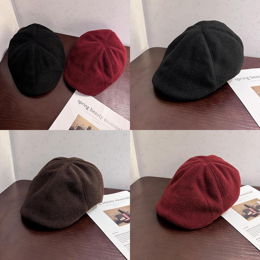 Classic Solid Color Womens Beret With Short Brim For Autumn Winter Fashion Accessory