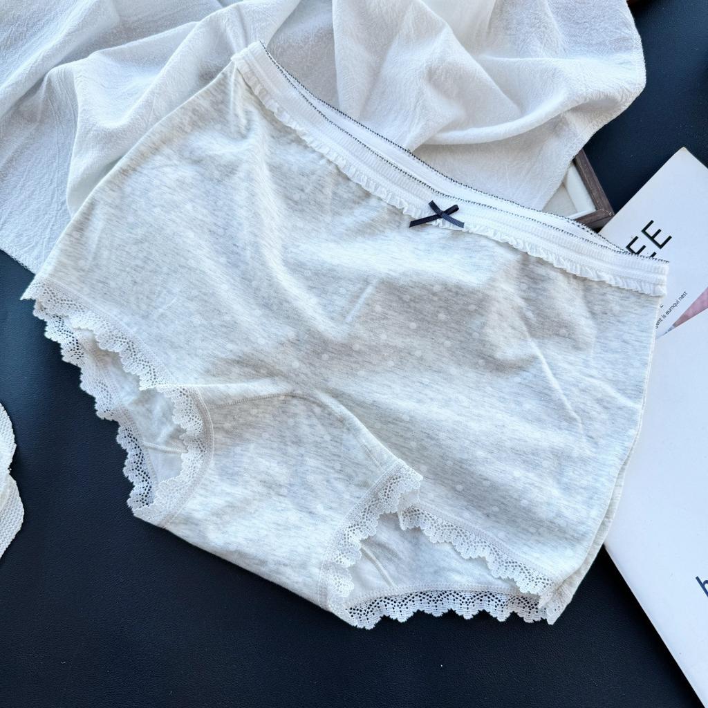 Women's Spring and Summer Polka Dot Striped Cute Cartoon Extended Crotch Briefs