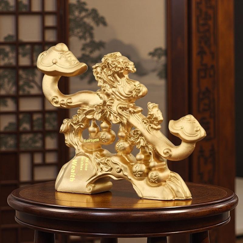 Copper Feng Shui Ruyi Ornaments Pull Yuanbao Jubilee Ruyi Elephant Home Office Desktop Decor 1PCS