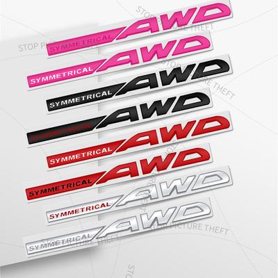 1Pcs 3D Metal SYMMETRICAL AWD Logo Badge Car Rear Tail Bumper Trunk Sticker For Outback WRX BRZ Forester Impreza Legacy