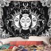 1 peça Tapeçaria Sol Lua, Tapeçaria Sol Ardente e Estrelas, Tapeçaria de Carta de Tarô Misteriosa Preto e Branco