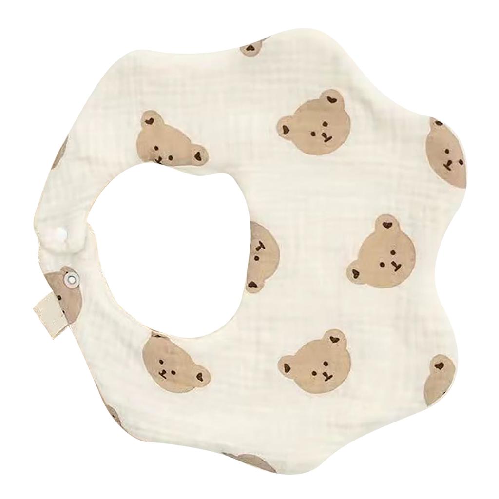Baby Petal Shape Bib Cotton Lovely Moisture Absorption Soft Breathable Baby Multi Layers Bib Bear Head