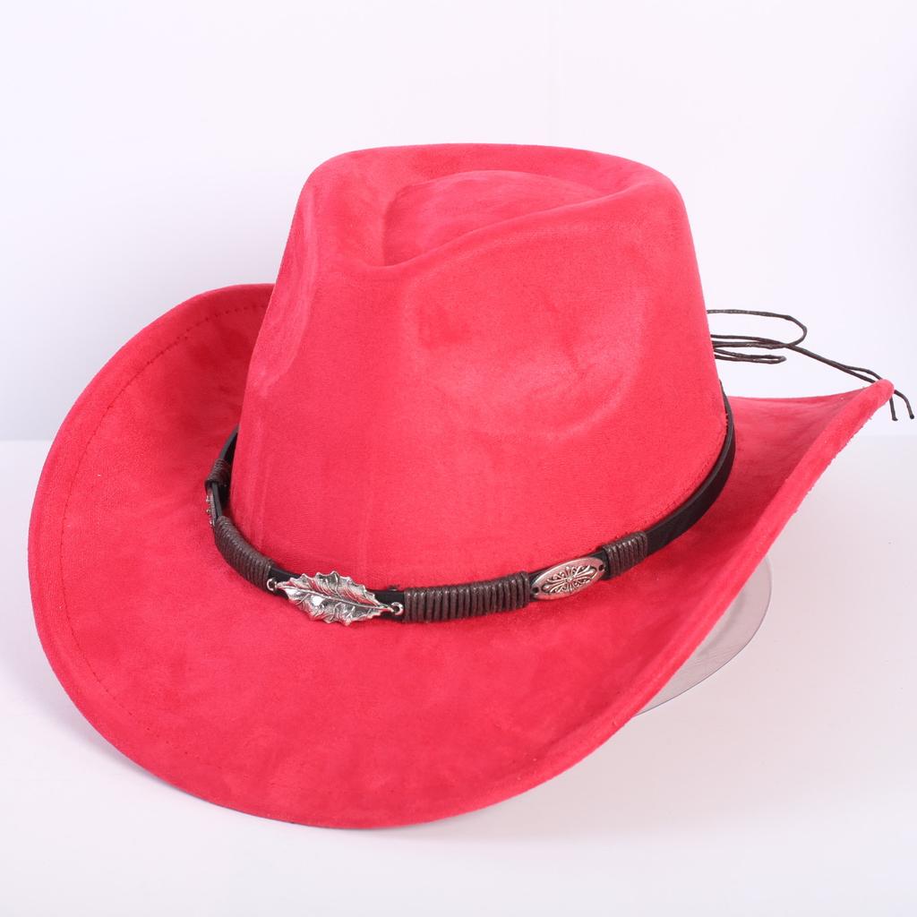 Popular European and American classic suede western cowboy hat men's and women's fashion LO style peach heart cowboy hat