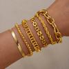 6Pcs/Set Chunky Twisted Cuban Chain Bracelets for Women Simple Gold Color Metal Waterproof Bracelets Sets Fashion Jewelry Gifts