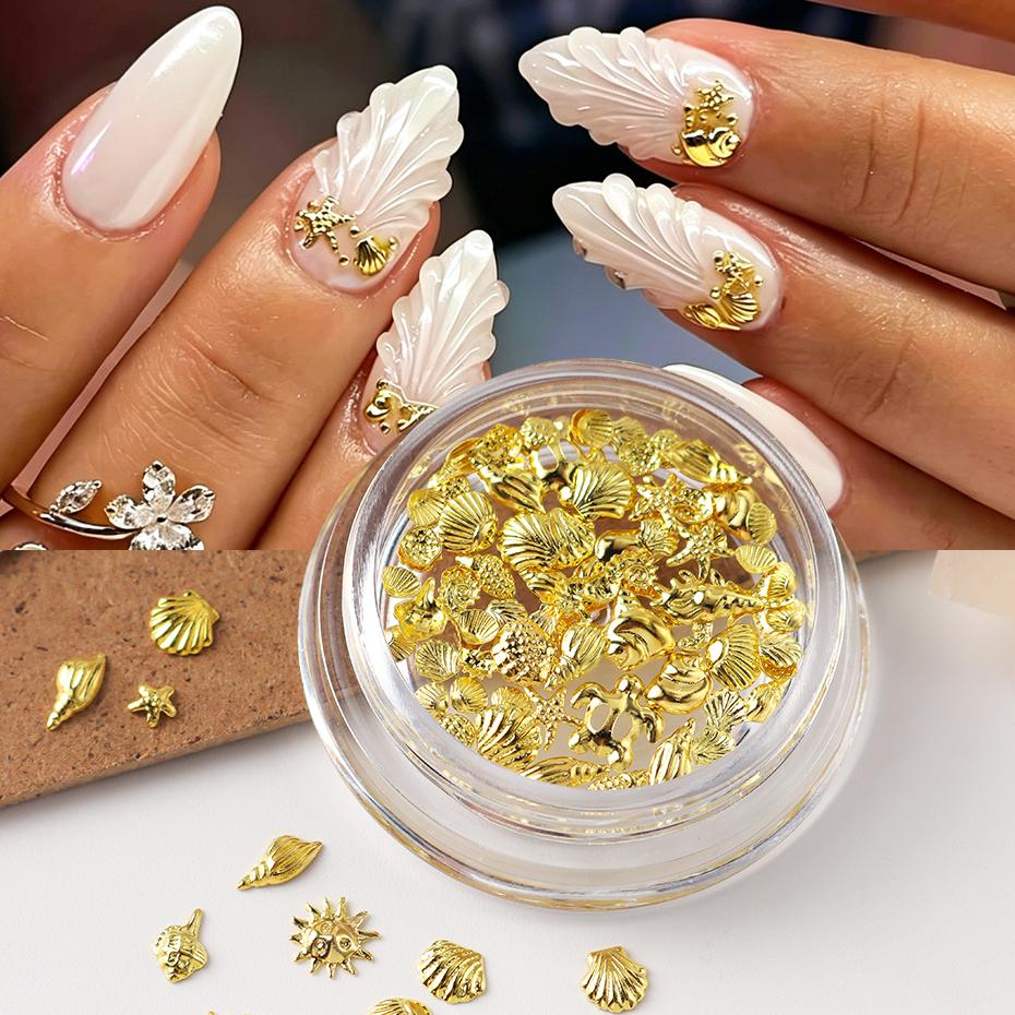 Xiaomi 1 Bottle Ocean Nail Charms Metal Golden Silvery Starfish, Seashells, Conches, Coconut trees Nail Art DIY Accessories Decoration