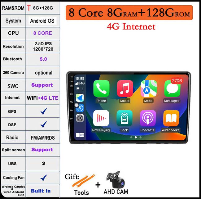 9 Inch For Kia Ceed ED 2006 2012 Android 14 Car Radio Video Multimedia QLED IPS Navigation GPS Stereo Screen Auto 4G+Wifi