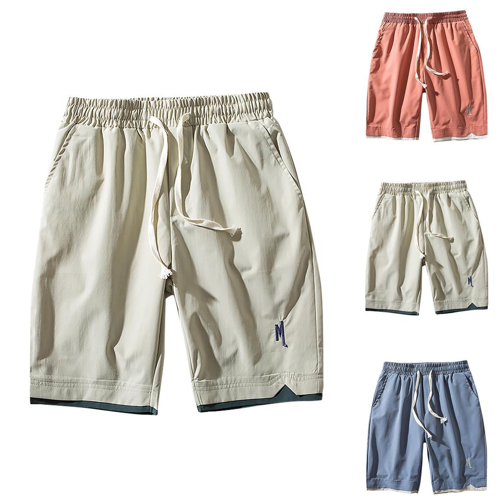 Men's Summer Color Loose Laced Comfortable Casual Shorts Beach Pants