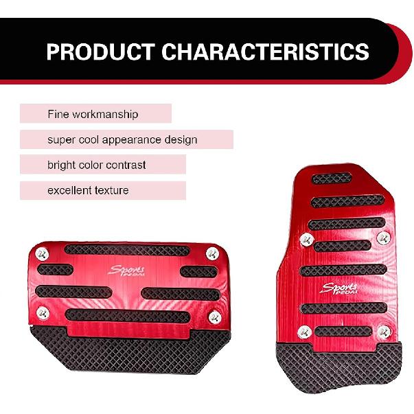 2 PCS Automatic Transmission Pedal Covers, Non-slip Car Pedal Covers, Alloy Gas and Brake Pedals Replacement Kit, Universal for Most Cars SUVs ATVs