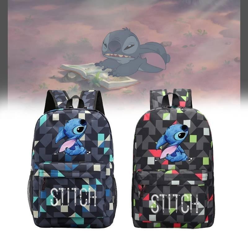 Urban Chic Disney Stitch Backpack Black Canvas Large Capacity Breathable Waterproof