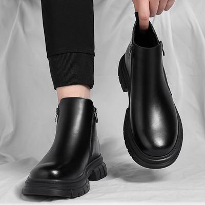 Chelsea Boots Men's 2025 Winter British Zipper Martin Boots Men's Medium Help Warm Snow Boots Men's Boots