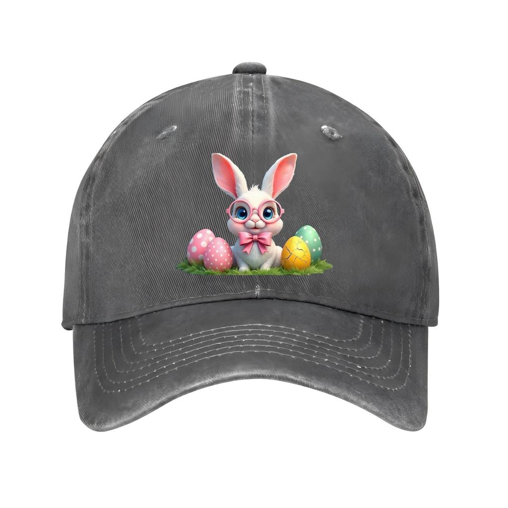 Cute Bunny Easter Eggs Print Baseball Cap Adjustable Polyester Casual Adult Hat Unisex Hat
