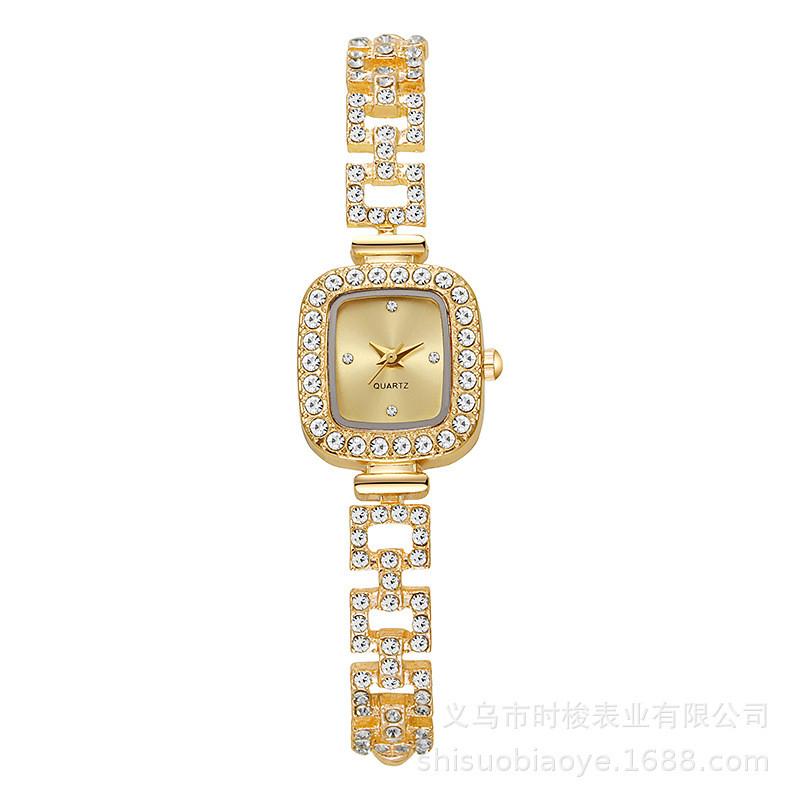 

Элегантные женские квадратные кварцевые часы с блестящими камнями для официального ношения Style A