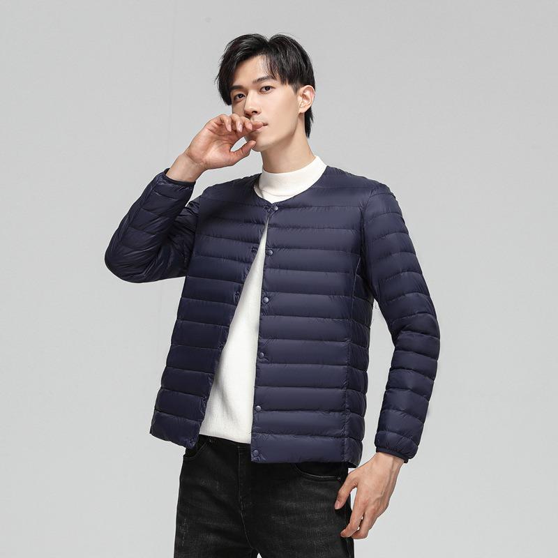 Down men's light down jacket, round neck fashion thin large size men's jacket