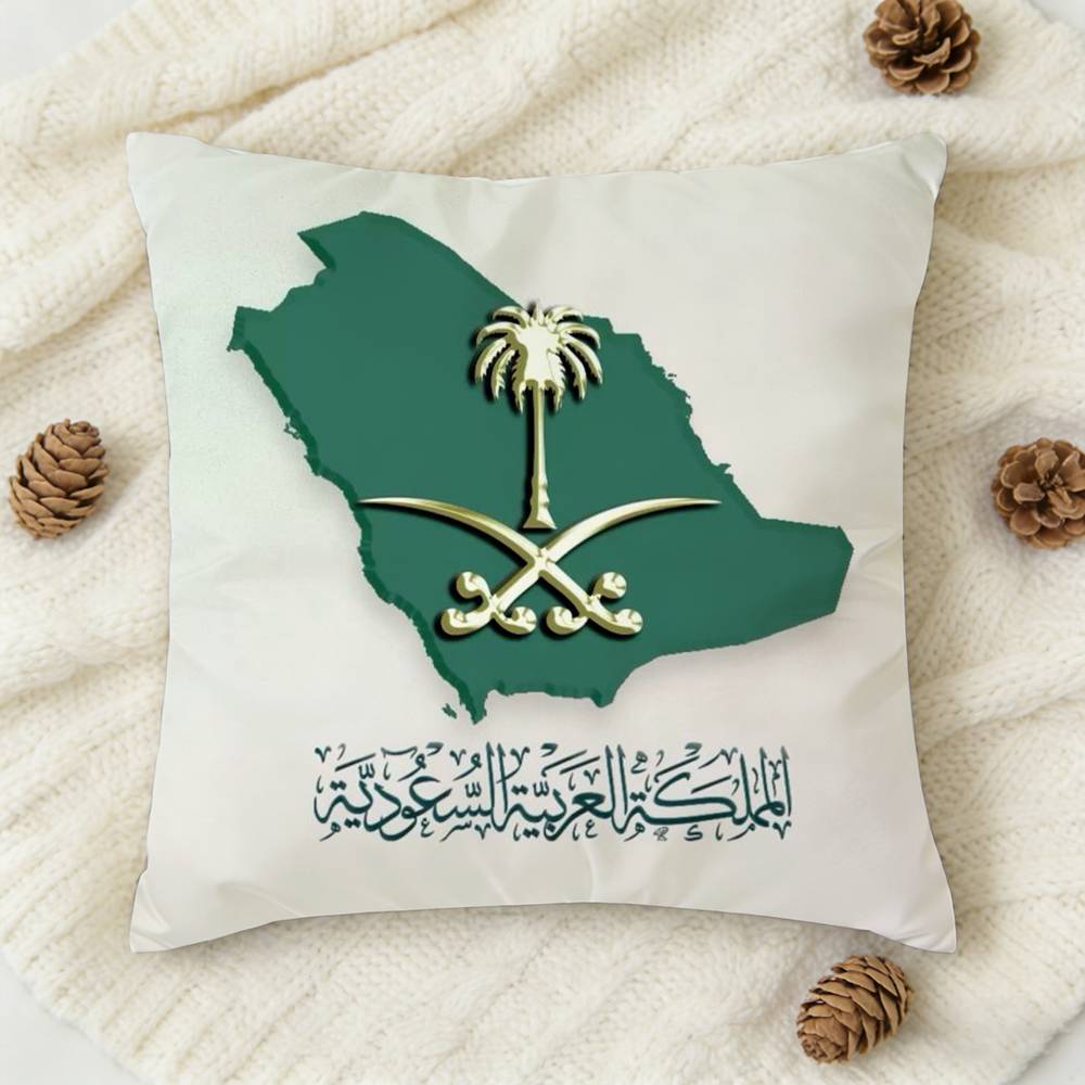 KKingdom Of Saudi Arabia Flag Doublesided Printed Square Decorative Cushion Cover for Sofa Living Room Home Decor