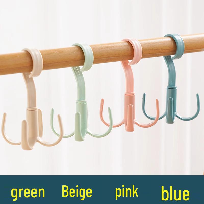 

Вращающийся многофункциональный крючок, упаковка: Четырехрожковая вешалка для сумок, одежды, шляп и обуви - Безударное решение для хранения