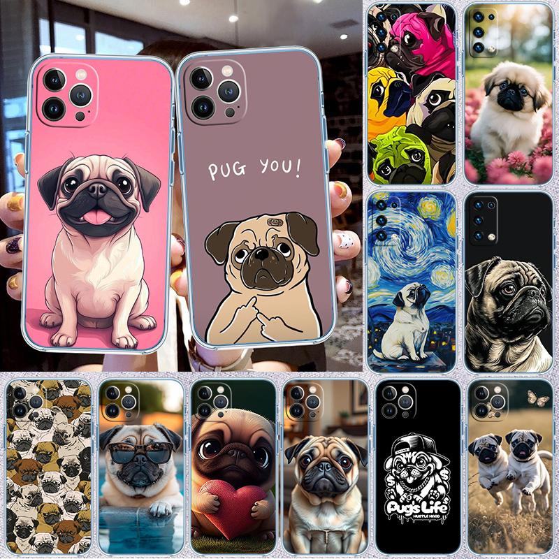 Cute Pug Dog Transparent Phone Case for LG K22 K30 K40 K40S K41 K42 K50 K50S K51 K51S K52 K61 K62 K71 K92 Q60 Q61 V40 V50 V60