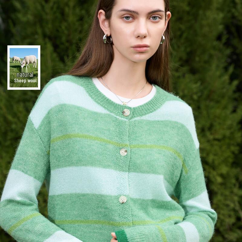 Women s Striped Knit Cardigan Sweater L 165/88A