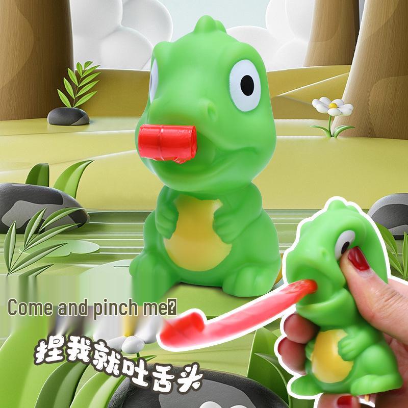 Dinosaur Squeeze Toy with Frog Tongue - Sound Gift & Stress Relief