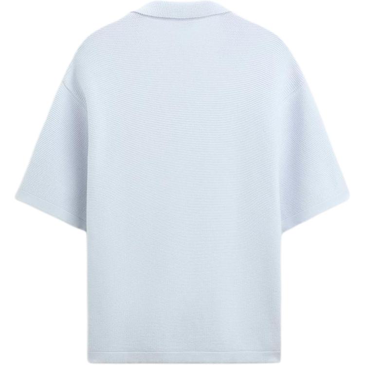 Zara Textured Knit Polo Shirt With Collar Men tops Light-Blue 1023303-406