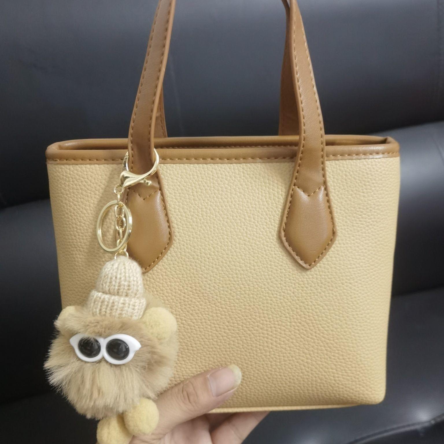 

Simple and Versatile Handbag, Small Bag for Women, Niche Lychee Pattern Bucket Bag, High-texture Messenger Bag for Women абрикосовий