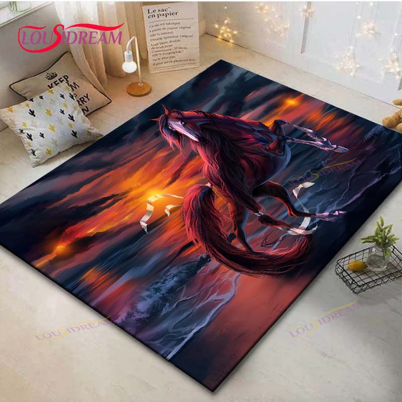 Hot Fashion Classical Galloping Horses Printed Carpet Outdoor Rug Area Rug Non-slip Carpet Bedroom Decor Carpet for Room Gift