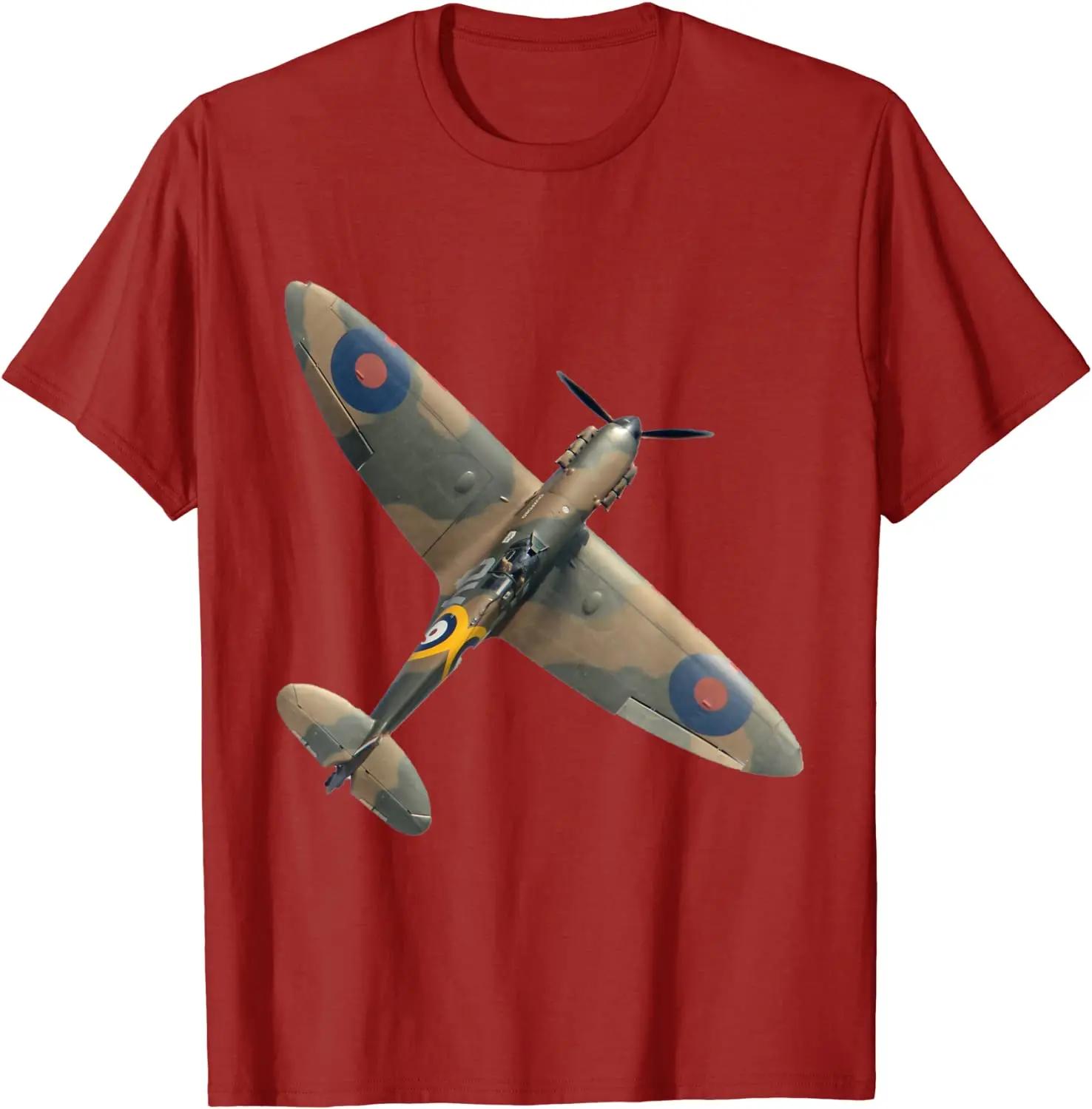 RAF Spitfire Aeroplane Fighter Aircraft War Plane Fans TShirt Summer Cotton Short Sleeve ONeck Unisexs T Shirt New S3XL S