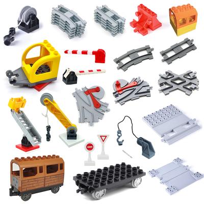 City Zug Gleis Sets Montage Eisenbahn Zubehör Steine Kinder Interaktives Spielzeug Große Größe Bausteine Kompatibel DuploED