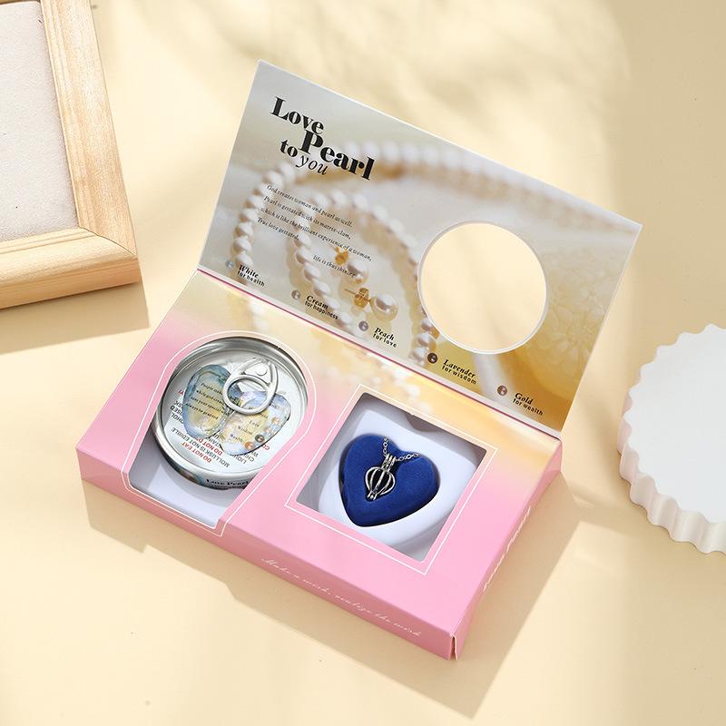 Культивированный пресноводный жемчуг Желание любви Круглые жемчужины Раковина с инкрустацией жемчугом в сочетании с набором жемчуга для DIY-ожерелья Подарок для женщин розовый