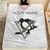 Custom Name,Pittsburgh Penguins Printed Flannel Blanket, soft throw for bedroom sofa, washable, Christmas present, great gift.