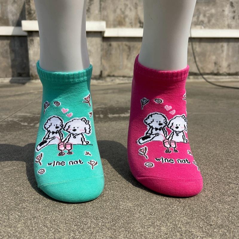 5 Pairs Socks Men and Women Short Socks Tide Cartoon Cute College Style Socks Personalised Cotton Socks