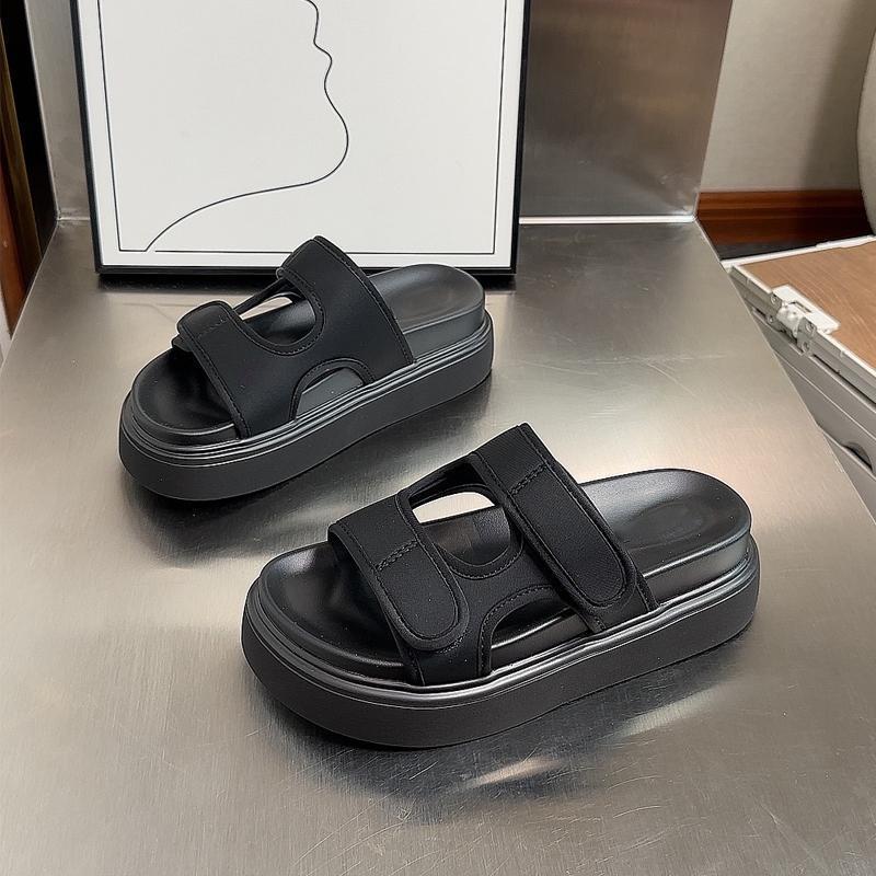 European Platform Slippers Women Wear 2025 Summer New Internet Celebrity Super Fire Velcro Heightening Sandals Women