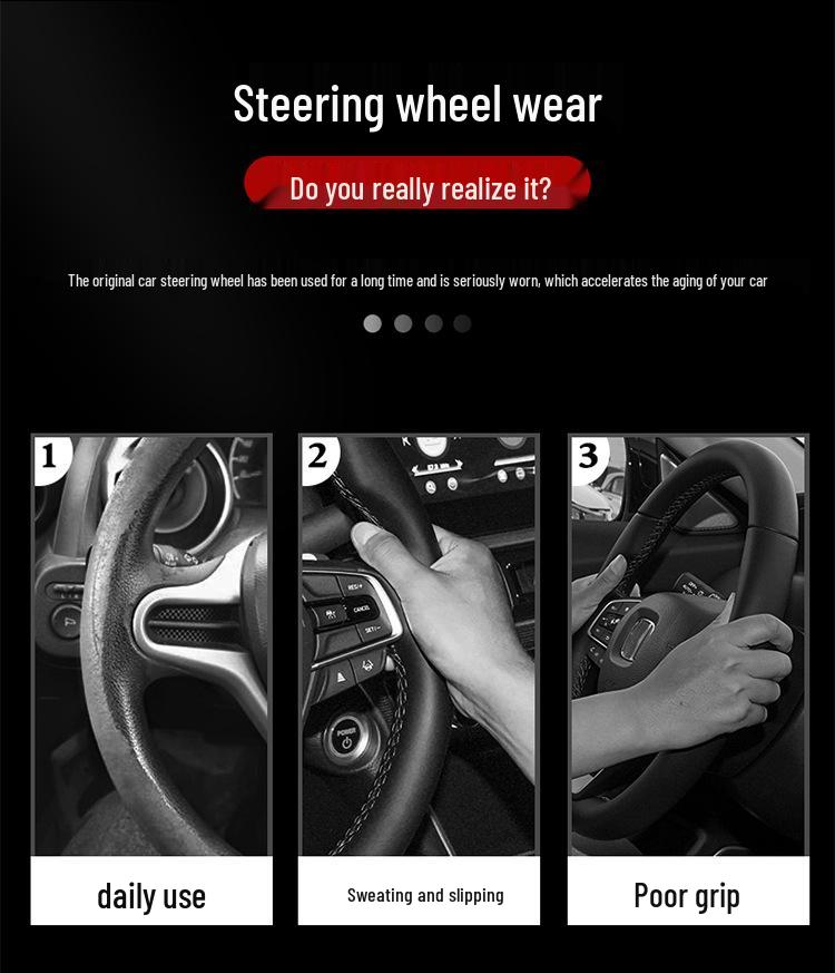 Genuine Leather & Suede Carbon Fiber Steering Wheel Cover for Toyota Camry, RAV4, Highlander, and Corolla.