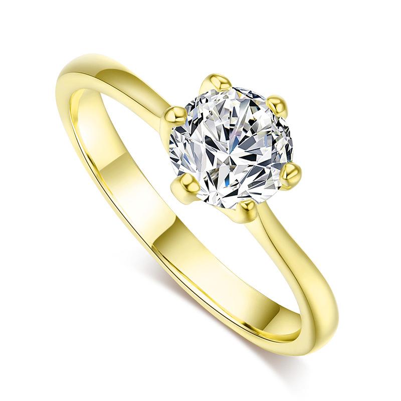 Verlobungsringe für Frauen Braut Kristall KupferGold Farbe Eheringe Zubehör Schmuck Koreanischer Modeschmuck R014