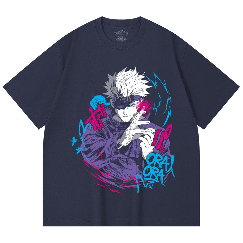 230 Gsm 100% Cotton Jujutsu Kaisen V59 Gojo Print Unisex Heavy Cotton T Shirt